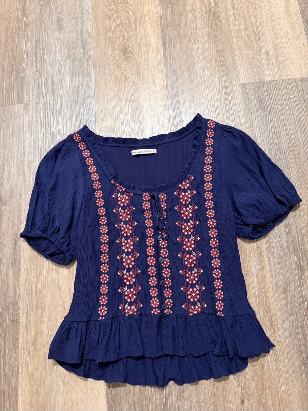 Abercrombie peplum puff sleeve top
